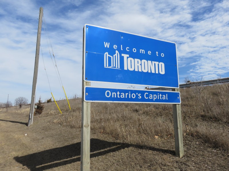 Welcome sign when entering the City of Toronto