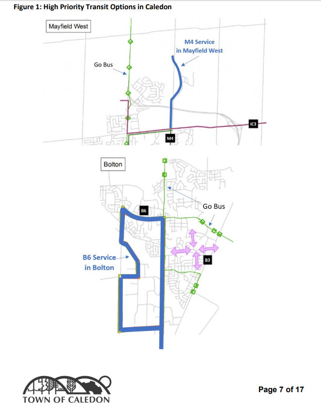 Transit options from Caledon council report