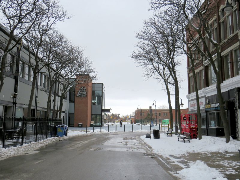 Lochiel Street, looking west from Christina Street, in 2013 and 2023