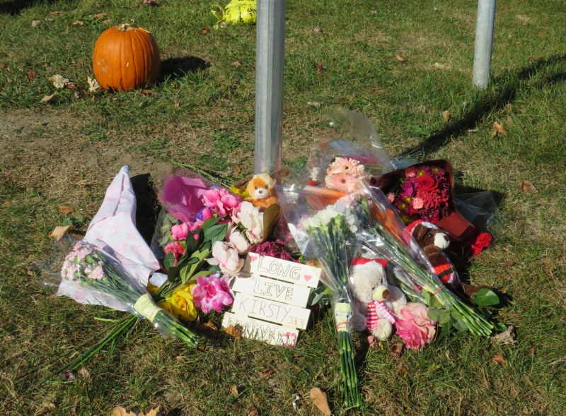 Memorial for 13-year-old Kirsty, who was struck and killed while riding a bicycle in Ajax on November 7