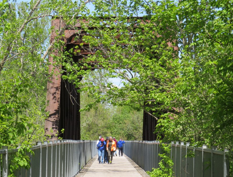 Walkers on the old railway bridge